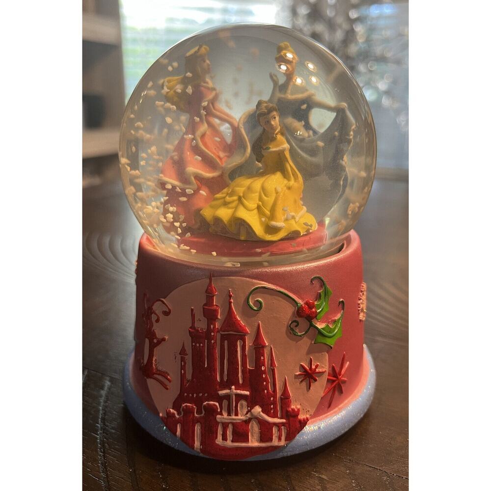 Disney Princess Snowglobe Music Box Sleeping Beauty Belle Cinderella Kcares 6.5"